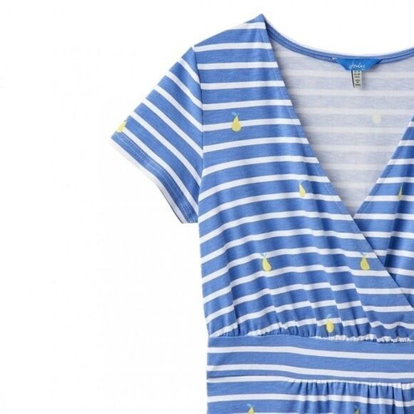 Joules Blue Striped Dress Pear Print Jude Jersey Wrap - Picture 2 of 9